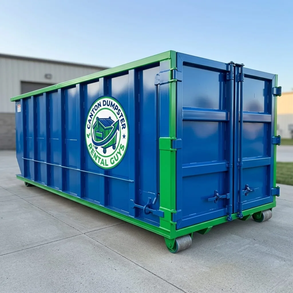 Commercial roll-off dumpster behind an Canton business